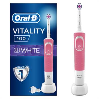 Oral B Vitality 100 3D White Επαναφορτιζόμενη Ηλεκτρική Οδοντόβουρτσα Ροζ 1τμχ