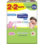 Septona Calm n' Care Μωρομάντηλα Sensitive 2+2 Δώρο 256 Μωρομάντηλα