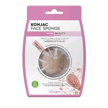 Vican Wise Beauty Konjac Face Sponge Σφουγγάρι με Σκόνη Ροζ Αργίλου 1τμχ