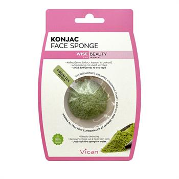 Vican Wise Beauty Konjac Face Sponge Σφουγγάρι Προσώπου με Σκόνη Πράσινου Τσαγιού 1τμχ