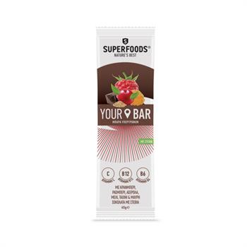 Superfoods Your Bar με Κράνμπερι, Ράσμπερι, Ασερόλα, Μέλι, Ταχίνι και Μαύρη Σοκολάτα με Στέβια 45gr