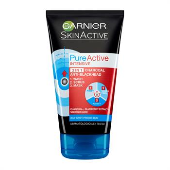 Garnier Pure Active Intensive 3 in 1 Charcoal Anti-Blackhead Mask 150ml