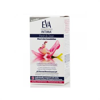 Intermed Eva Intima Fresh & Clean Maxi Size Towelettes Μαντηλάκια Ευαίσθητης Περιοχής 12 τμχ