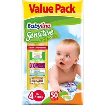 Babylino Maxi Plus Νο.4 (7-18 kg) Value Pack Απορροφητικές & Πιστοποιημένα Φιλικές Βρεφικές Πάνες 50τμχ