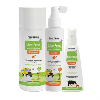 Frezyderm Promo Lice Free Set, Shampoo 125ml, Lotion 125ml, Χτενάκι & ΔΩΡΟ Lice Rep 80ml
