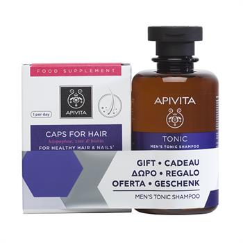 Apivita Set Men’s Tonic Shampoo κατά της Ανδρικής Τριχόπτωσης 250ml & Caps For Hair Συμπλήρωμα Διατροφής για Υγιή Μαλλιά & Νύχια 30caps