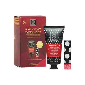 Apivita Set Hand Cream With Jasmine & Propolis Ενυδατική Κρέμα Χεριών 50ml και Lip Care Pomegranate 4.4gr