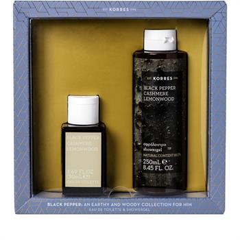 Korres Set For Him Blαck Pepper Cashmere Lemonwood Eau De Toilette 50ml & Cashmere Lemonwood Showergel 250ml