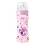 Chicco Well-Being Πλαστικό Μπιμπερό με Θηλή Σιλικόνης 2m+ Μέτρια Ροή Ροζ 250ml