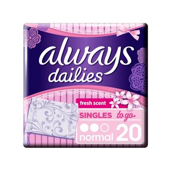 Always Dailies Fresh Scent Singles To Go Normal Σερβιετάκια 20τμχ
