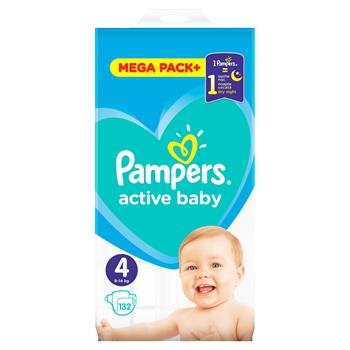Pampers Active Baby Πάνες Μέγεθος 4 Mega Pack (9-14Kg) 132 Πάνες