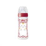 Chicco Πλαστικό Μπιμπερό Well-Being Pop Friends Red Cat Θηλή Σιλικόνης Μέτρια Ροή 2m+ 250ml (09501-00)