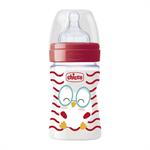 Chicco Πλαστικό Μπιμπερό Well Being Pop Friends Red Chicken Θηλή Σιλικόνης Αργή Ροή 0m+ 150ml (09500-00)