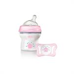 Chicco Πλαστικό Μπιμπερό Natural Feeling με Θηλή Σιλικόνης Ροζ/Μπλε 0m+ 150ml 1τμχ (09740-00)