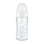 Nuk First Choice+ Γυάλινο Μπιμπερό με Θηλή Σιλικόνης (Μ) από 0-6m 240ml (10.745.099)