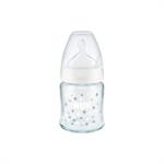 Nuk First Choice+ Γυάλινο Μπιμπερό White Stars με Θηλή Σιλικόνης (Μ) από 0-6m 120ml (10.747.095)