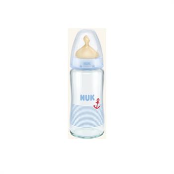 Nuk First Choice+ Γυάλινο Μπιμπερό Μπλε Άγκυρα με Θηλή Καουτσούκ 0-6 μηνών 240ml (10.745.102)