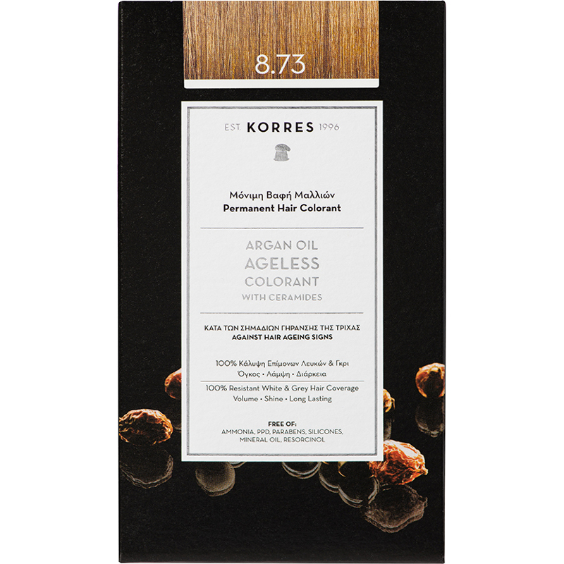 Korres Argan Oil Ageless Colorant 8.73 Μόνιμη Βαφή Μαλλιών Χρυσή Καραμέλα 50ml