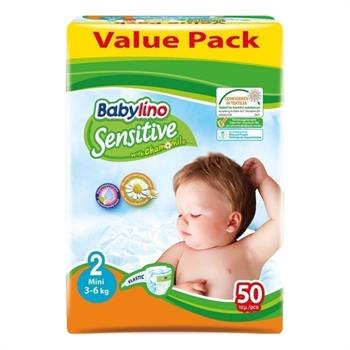 Babylino Sensitive Value Pack Mini Nο.2 (3-6 kg)  Απορροφητικές & Πιστοποιημένα Φιλικές Βρεφικές Πάνες 50τμχ