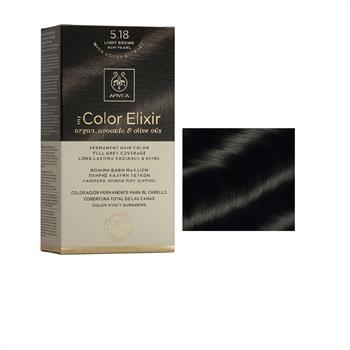 Apivita Color Elixir Βαφή Μαλλιών Καστανό Ανοιχτό Σαντρέ Περλέ 5.18