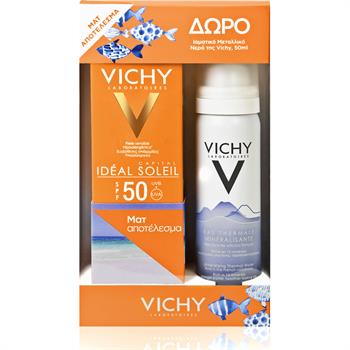 Vichy Ideal Soleil SPF50 Αντιηλιακή Κρέμα Προσώπου για Ματ Αποτέλεσμα, 50ml & Δώρο Eau Thermale Spray Ιαματικό Μεταλλικό Νερό 50ml