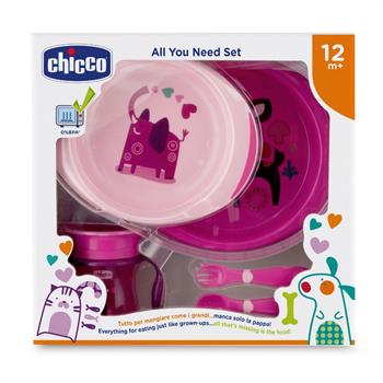 Chicco All You Need Σετ Φαγητού  12m+ σε Ροζ χρώμα 5τμχ