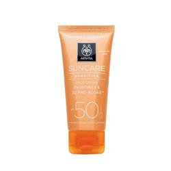 Apivita Suncare Sensitive SPF50 Αντιηλιακή Κρέμα Προσώπου για Ευαίσθητες Επιδερμίδες με Χαμομήλι και 3D Pro-Algae 50ml