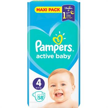 Pampers Active Baby Maxi No 4 (9-14kg) 58 Πάνες Μωρού