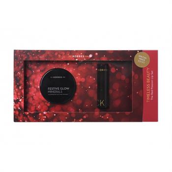 Korres Set Timeless Beauty Festive Glow Minerals Illuminating Setting Powder 9gr & Morrelo Creamy Lipstick 54 Classic Red 3.5gr