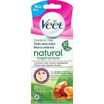 Veet Natural Inspirations Wax Stripes Προσώπου 20τμχ