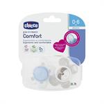 Chicco Physio Comfort 0-6m Πιπίλα Σιλικόνης Σιέλ - Γκρι 2τμχ 74931-21