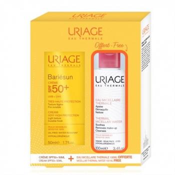 Uriage Bariesun Crème SPF50+ 50ml Eau Micellaire Thermale για Ευαίσθητες Επιδερμίδες 100ml