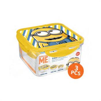 Stor Minions Σκεύη Φύλαξης Φαγητού 3τμχ
