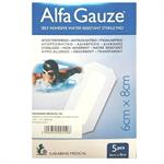 Alfa Gauze 8cmX6cm Αποστειρωμένο Αδιάβροχο Αυτοκόλλητο Επίθεμα 5τμχ