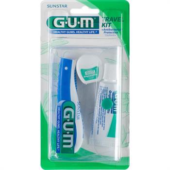 Gum Travel Brush Kit (156) Μια Οδοντόβουρτσα, μία οδοντόπαστα και ένα οδοντικό νήμα σε μικρό μέγεθος
