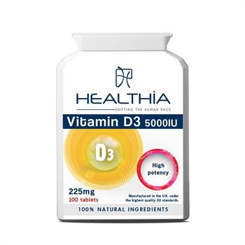 Healthia Vitamin D3 5000IU 225mg 100tabs