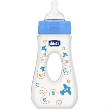 Chicco Well Βeing Πλαστικό  Μπιμπερό με Λαβή Μπλε με Θηλή Σιλικόνης Γρήγορης Ροής 240ml 20625-20