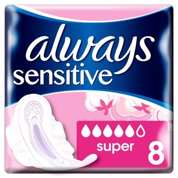 Always Sensitive Ultra Super Plus Σερβιέτες με Φτερά 8τμχ