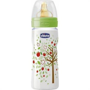 Chicco Well Being Πλαστικό Mπιμπερό με Θηλή Καουτσούκ Ροή Φαγητού 4m+ 330ml 20634-30