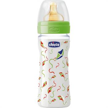 Chicco Nature Glass Γυάλινο Mπιμπερό, Θηλή Καουτσούκ Kite 240ml 70820-32