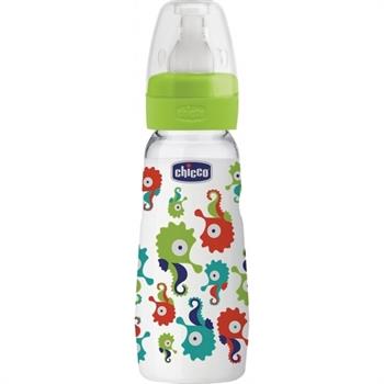 Chicco Simply Glass Πράσινο Γυάλινο Μπιμπερό με Θηλή Σιλικόνης 0+ 240ml 50721-31