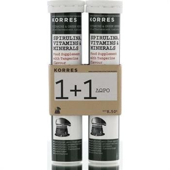 Korres Spirulina Vitamins & Minerals με Γεύση Μανταρίνι 2X18 αναβράζοντα δισκία