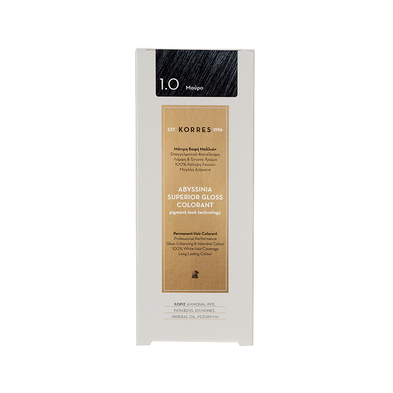 Korres Abyssinia Superior Gloss Colorant Βαφή Μαλλιών 1,0 Μαύρο