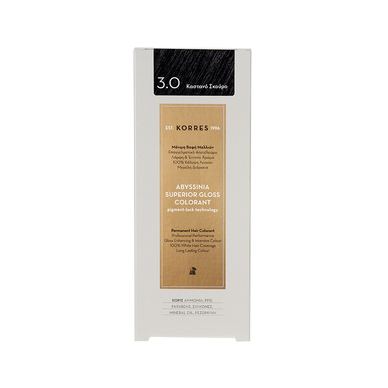 Korres Abyssinia Superior Gloss Colorant Βαφή Μαλλιών 3,0 Καστανό Σκούρο