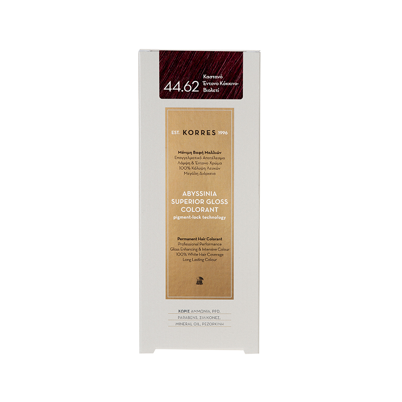 Korres Abyssinia Superior Gloss Colorant Βαφή Μαλλιών 44,62 Καστανό Έντονο Κόκκινο-Βιολετί