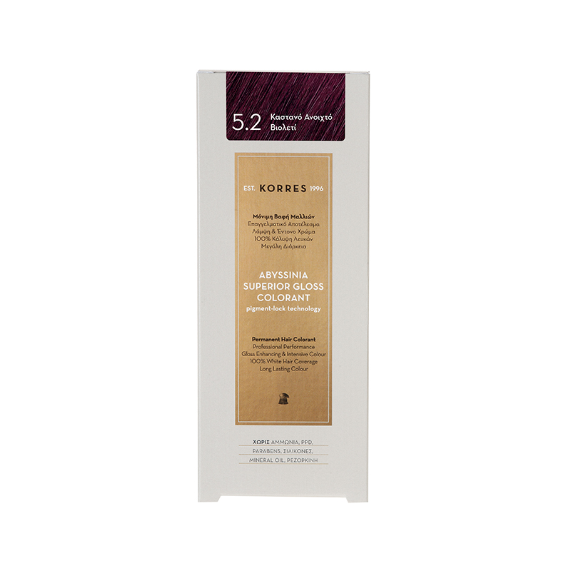 Korres Abyssinia Superior Gloss Colorant Βαφή Μαλλιών 5,2 Καστανό Ανοιχτό Βιολετί