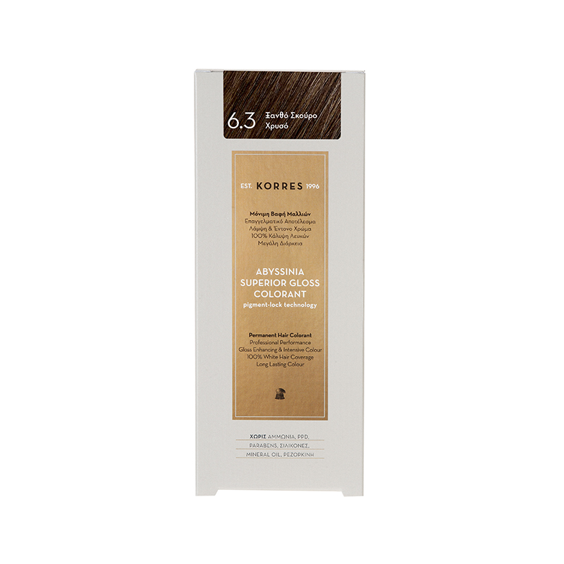 Korres Abyssinia Superior Gloss Colorant Βαφή Μαλλιών 6,3 Ξανθό Σκούρο Χρυσό