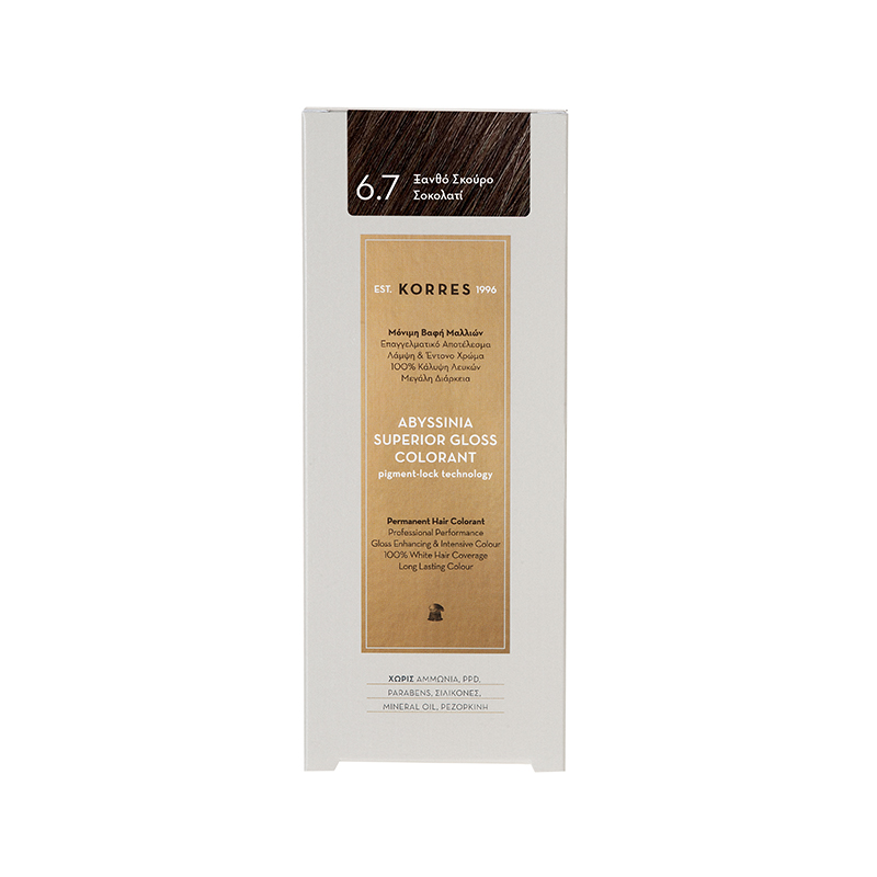 Korres Abyssinia Superior Gloss Colorant Βαφή Μαλλιών 6,7 Ξανθό Σκούρο Σοκολατί