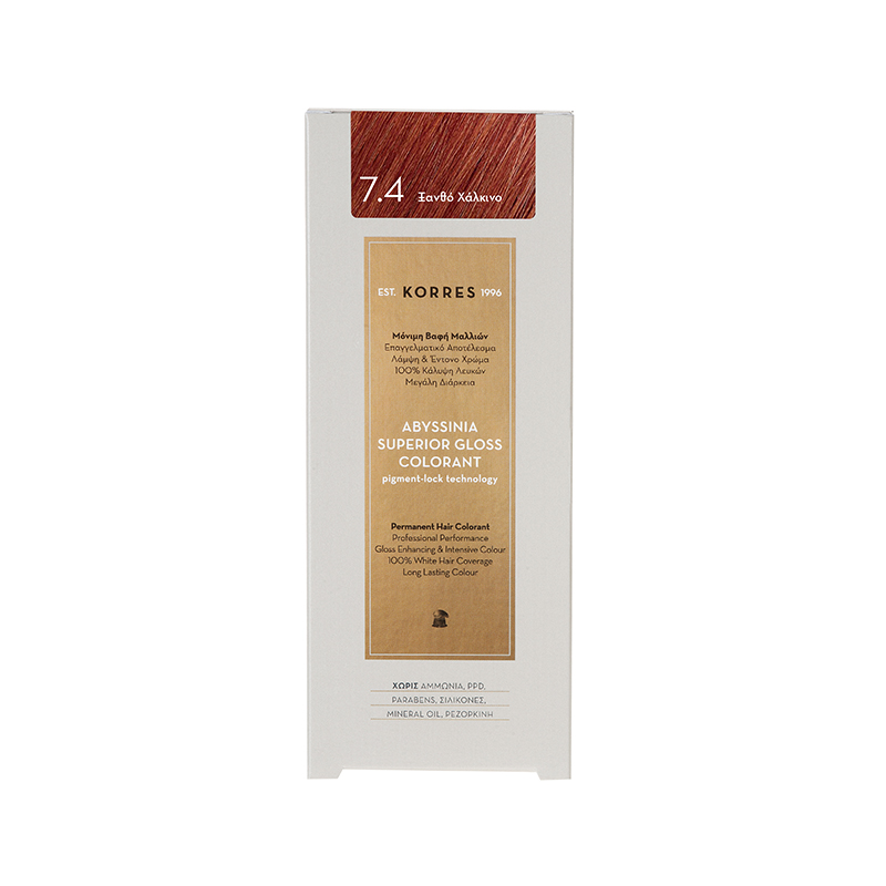 Korres Abyssinia Superior Gloss Colorant Βαφή Μαλλιών 7,4 Ξανθό Χάλκινο
