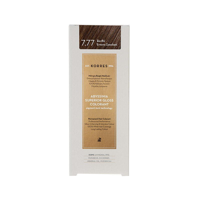 Korres Abyssinia Superior Gloss Colorant Βαφή Μαλλιών 7,77 Ξανθό Έντονο Σοκολατί